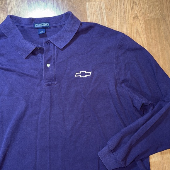Lands End Men's Polo Sz 2X Chevrolet Chevy Logo Long Sleeve Cotton Purple VTG - Picture 3 of 8